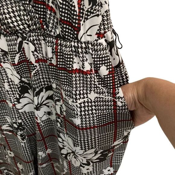 NY Collection Surplus V-neck Floral Houndstooth Sleeveless Jumpsuit women’s 2XP - Picture 3 of 9